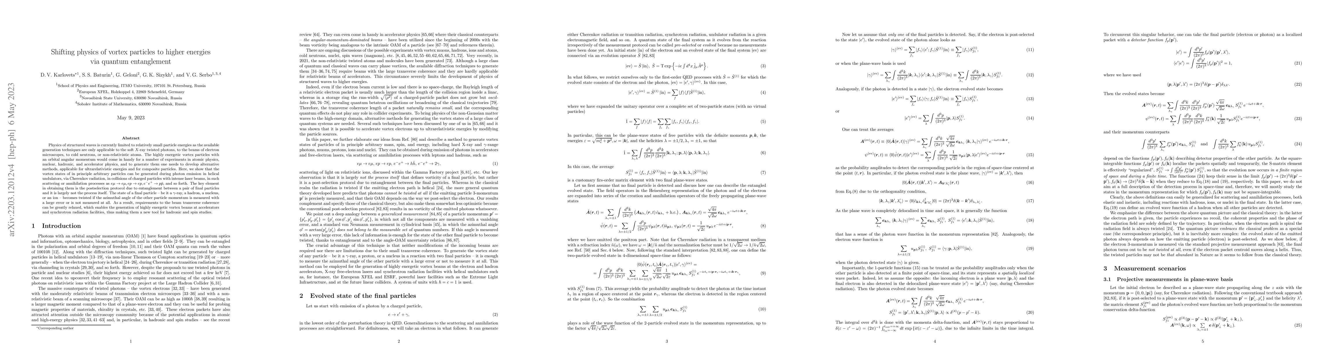 Thumbnail for Shifting physics of vortex particles to higher energies via quantum
  entanglement