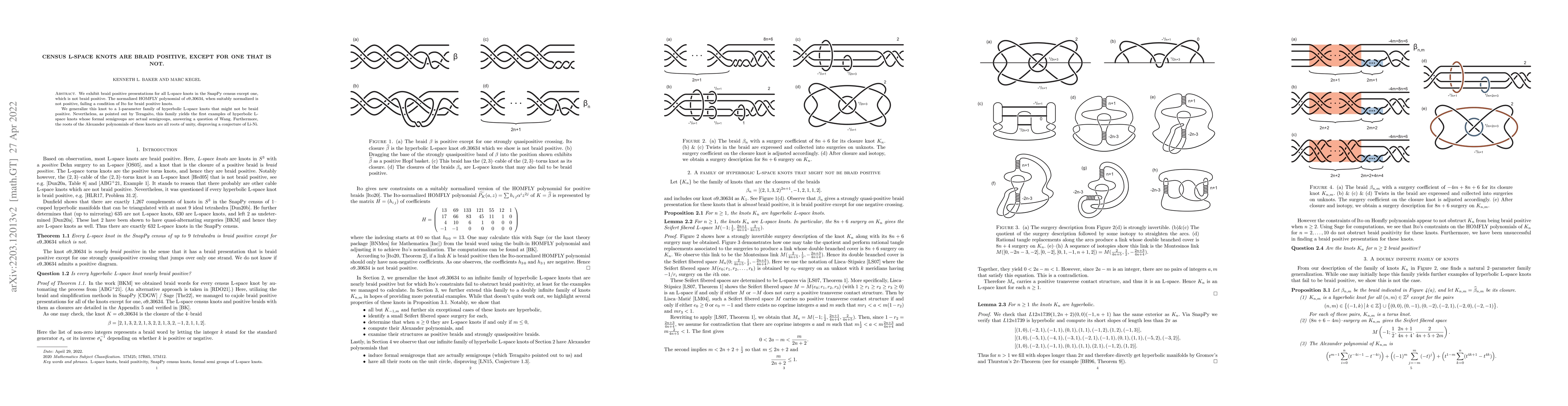 Thumbnail for Census L-space knots are braid positive, except for one that is not