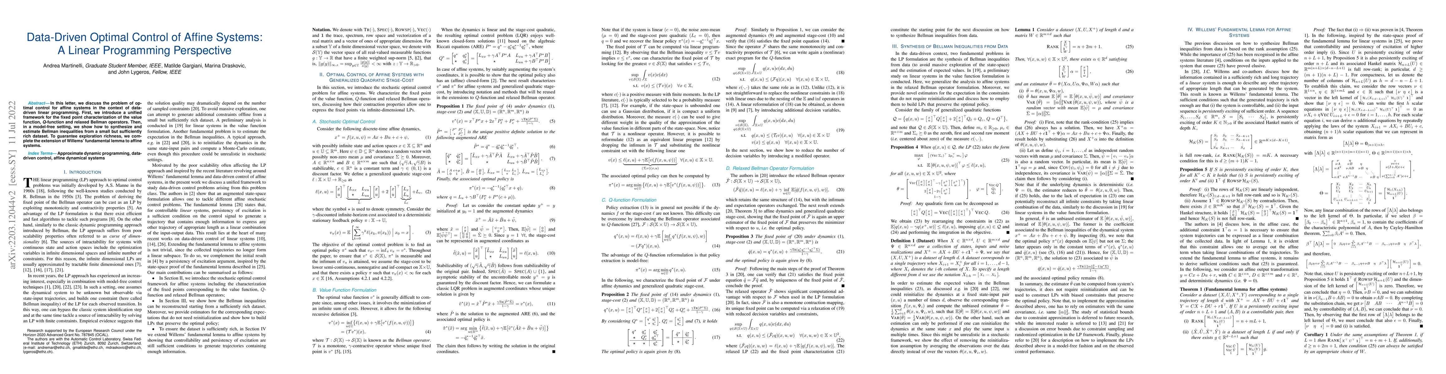 Thumbnail for Data-Driven Optimal Control of Affine Systems: A Linear Programming
  Perspective