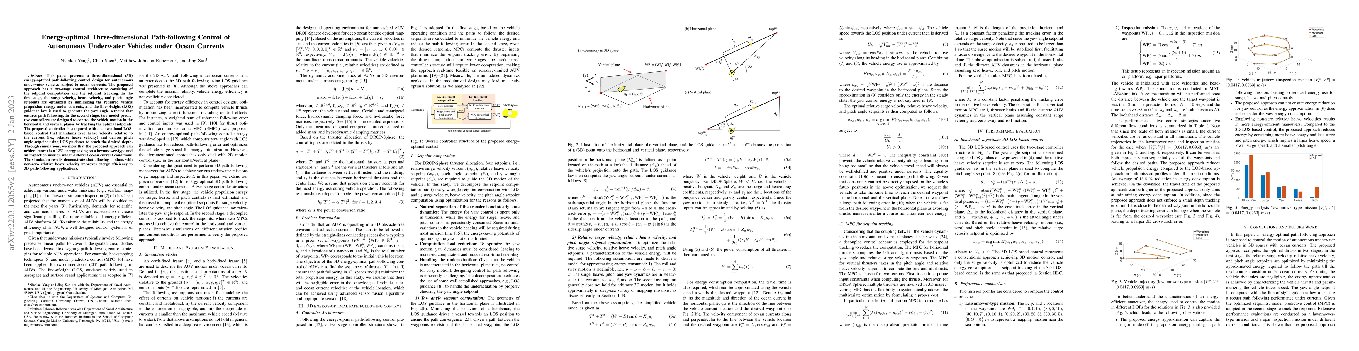 Thumbnail for Energy-optimal Three-dimensional Path-following Control of Autonomous
  Underwater Vehicles under Ocean Currents