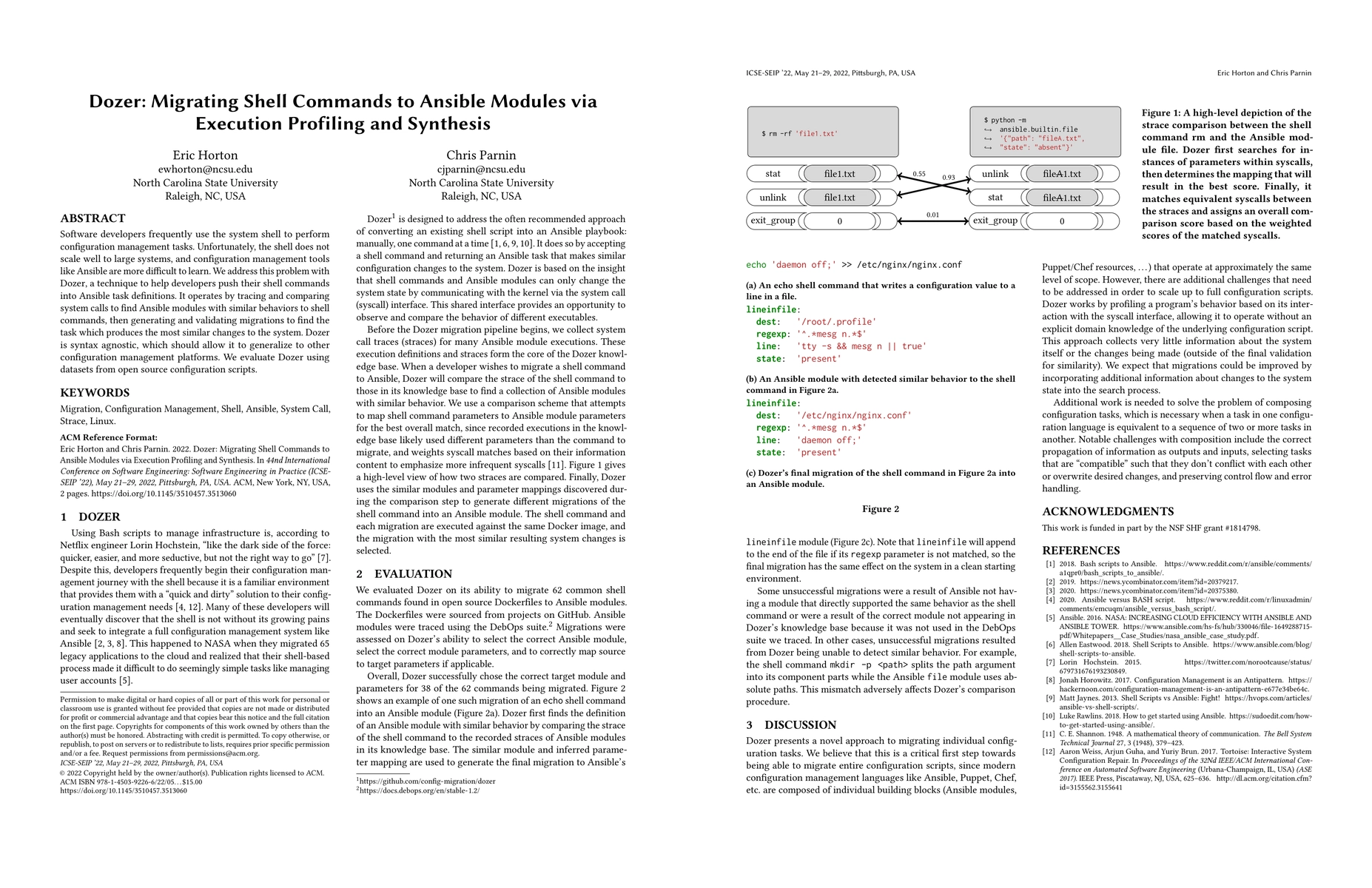 Thumbnail for Dozer: Migrating Shell Commands to Ansible Modules via Execution
  Profiling and Synthesis
