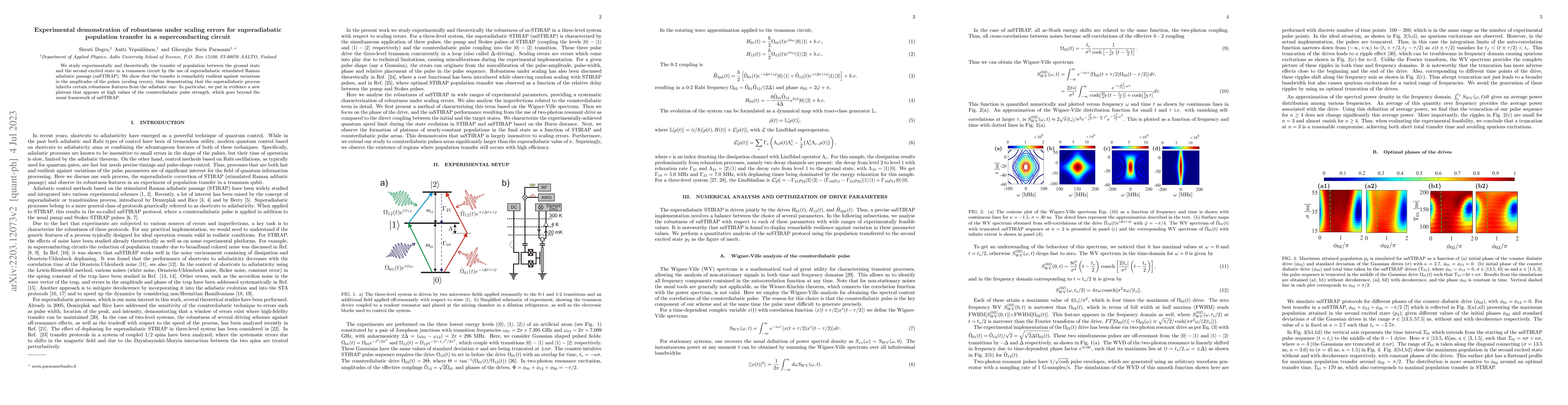 Thumbnail for Experimental demonstration of robustness under scaling errors for
  superadiabatic population transfer in a superconducting circuit