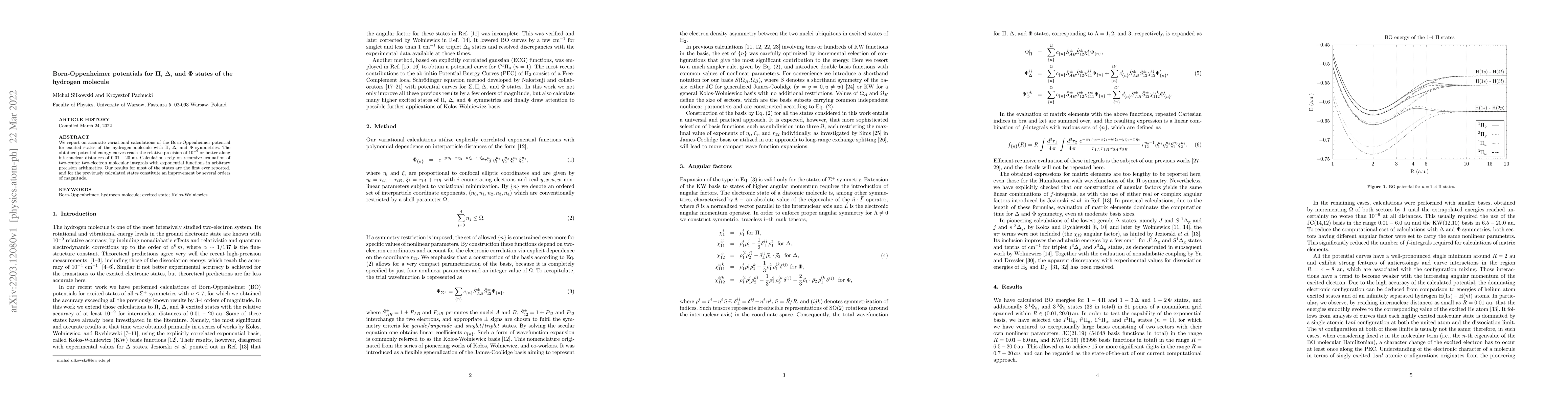 Thumbnail for Born-Oppenheimer potentials for $\Pi$, $\Delta$, and $\Phi$ states of
  the hydrogen molecule
