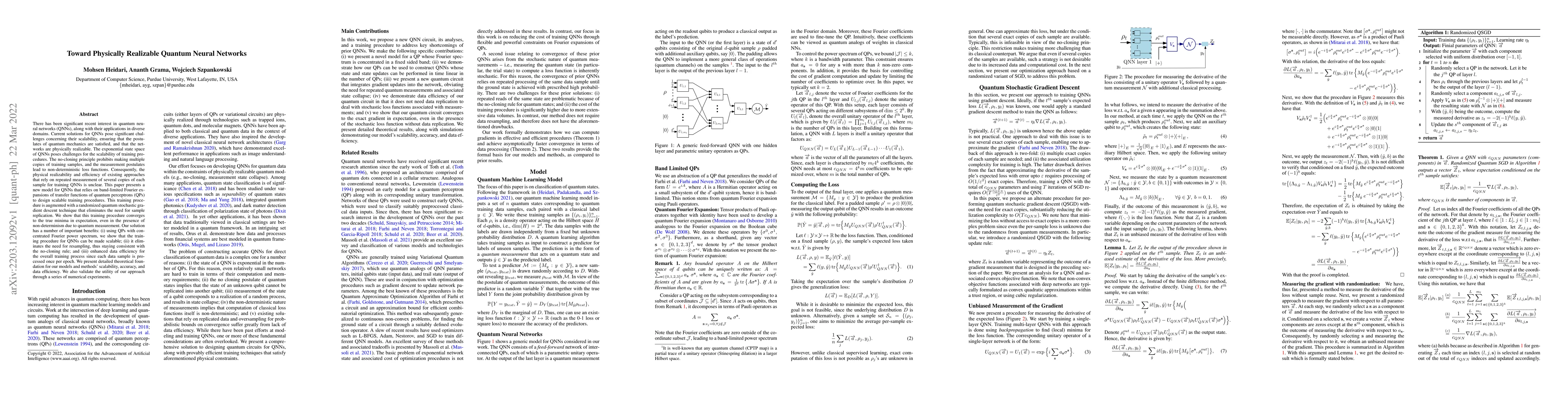 Thumbnail for Toward Physically Realizable Quantum Neural Networks
