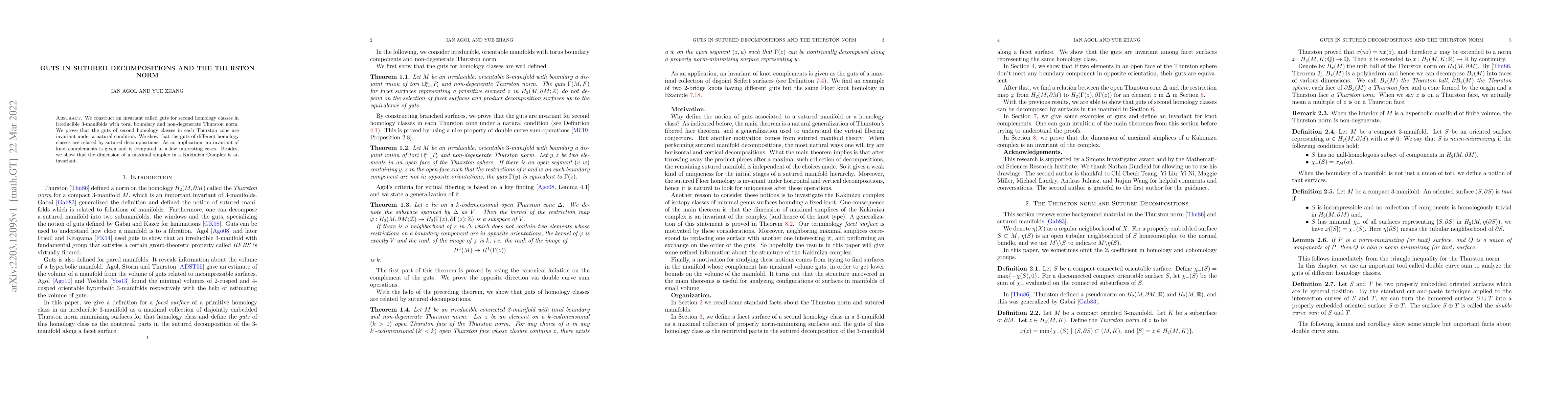 Thumbnail for Guts in Sutured Decompositions and the Thurston Norm