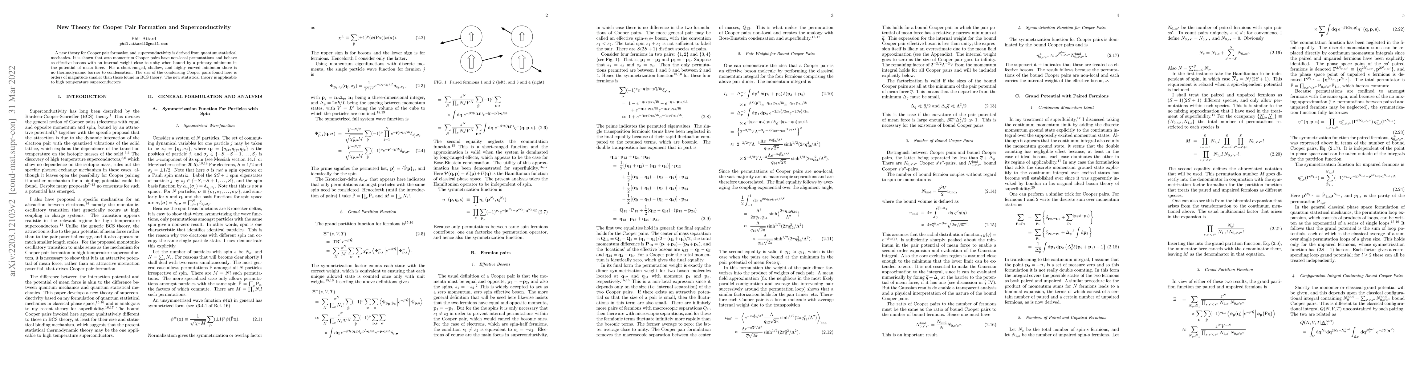 Thumbnail for New Theory for Cooper Pair Formation and Superconductivity