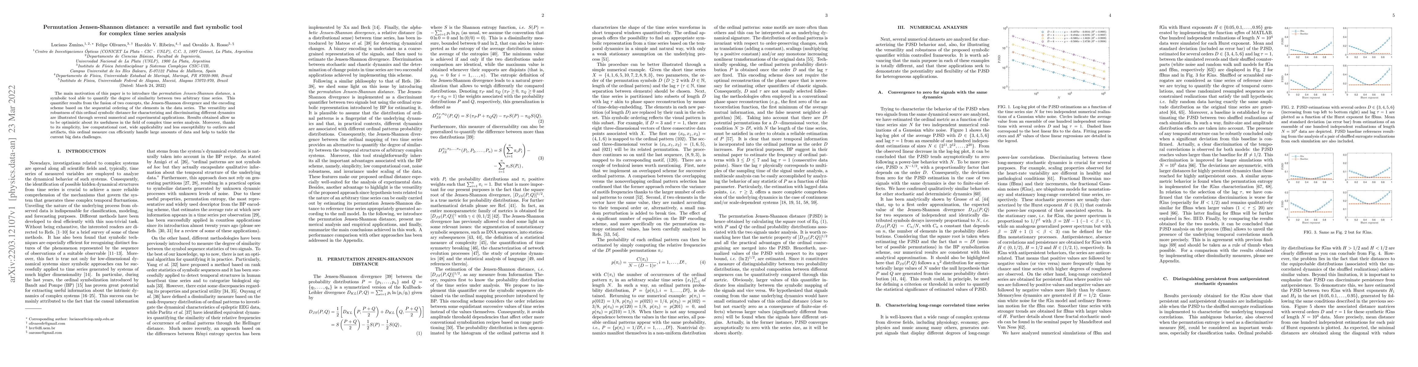 Thumbnail for Permutation Jensen-Shannon distance: A versatile and fast symbolic tool
  for complex time series analysis