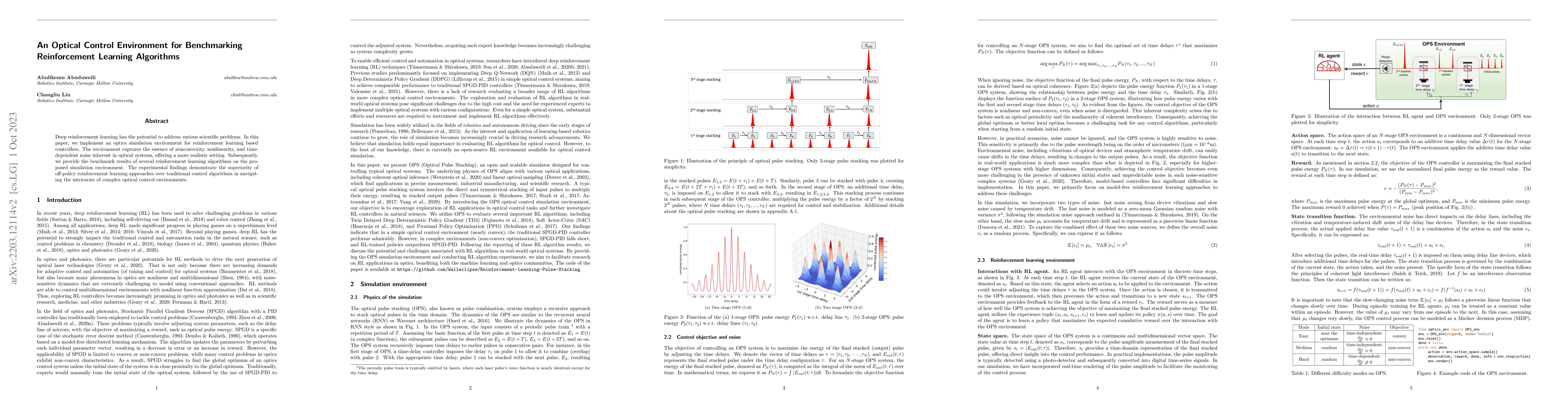 Thumbnail for An Optical Control Environment for Benchmarking Reinforcement Learning
  Algorithms