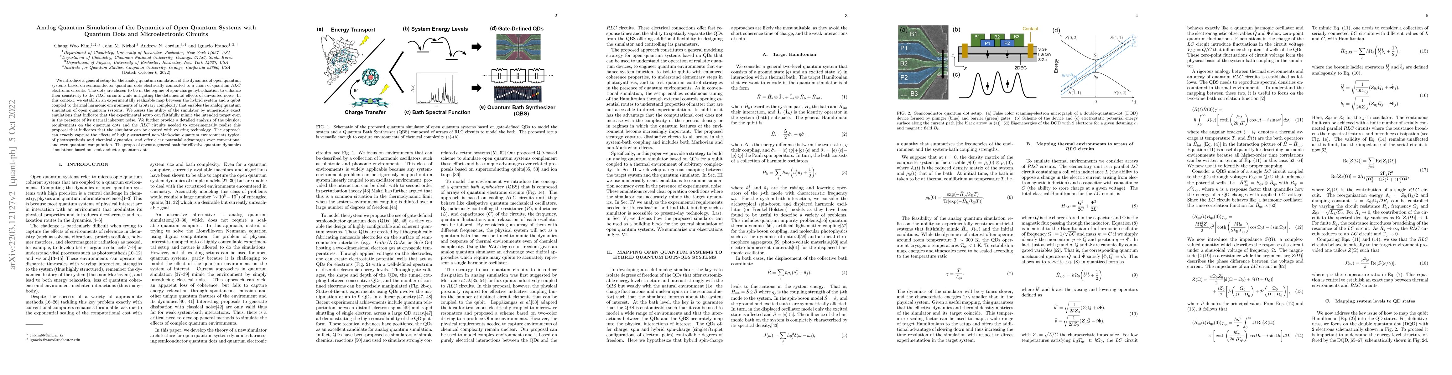 Thumbnail for Analog Quantum Simulation of the Dynamics of Open Quantum Systems with
  Quantum Dots and Microelectronic Circuits