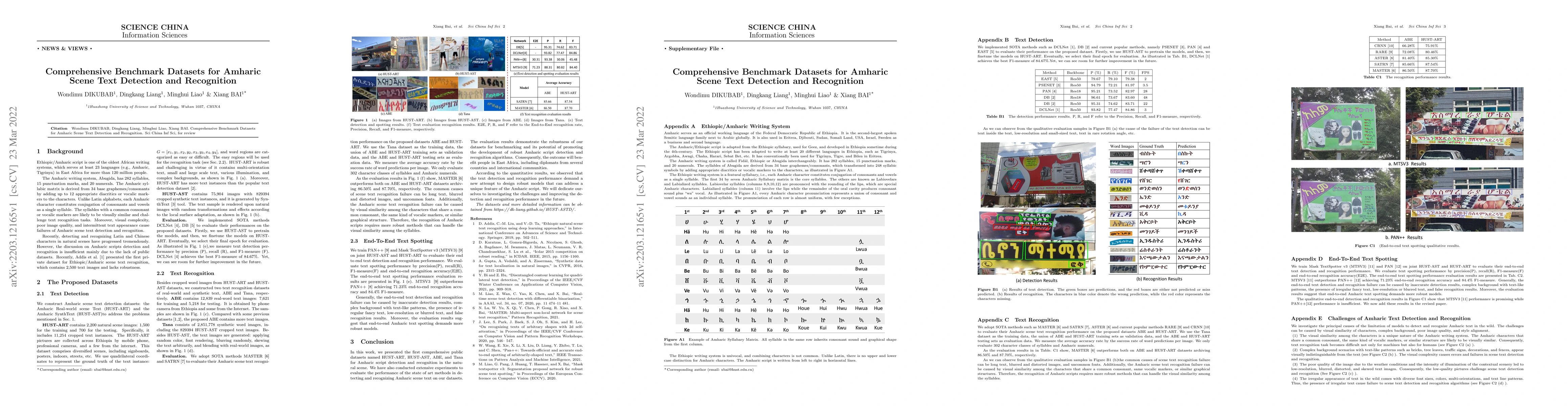 Thumbnail for Comprehensive Benchmark Datasets for Amharic Scene Text Detection and
  Recognition