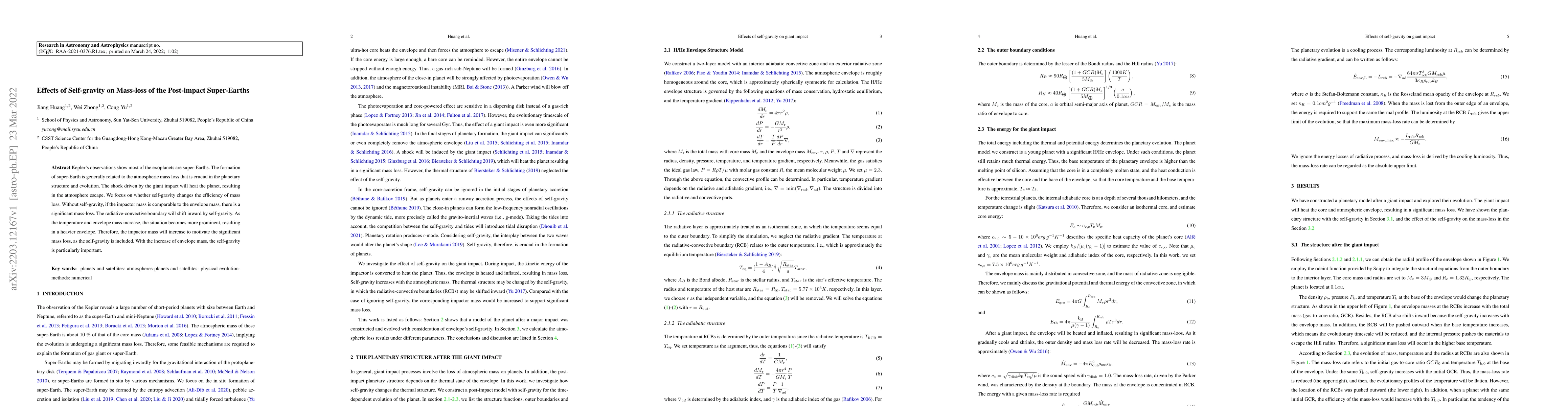 Thumbnail for Effects of Self-gravity on Mass-loss of the Post-impact Super-Earths
