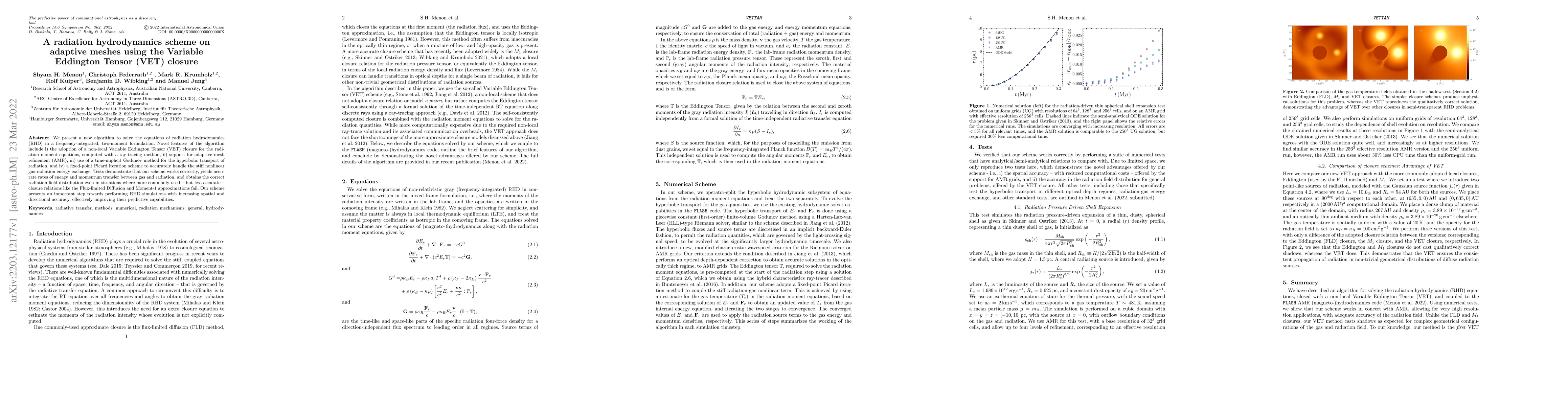 Thumbnail for A radiation hydrodynamics scheme on adaptive meshes using the Variable
  Eddington Tensor (VET) closure