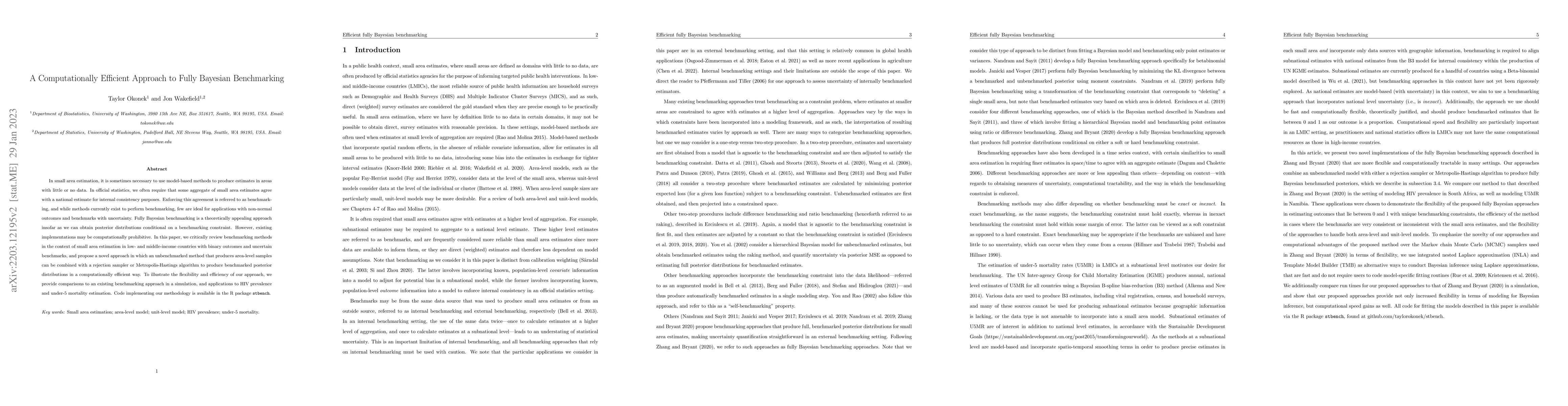 Thumbnail for A Computationally Efficient Approach to Fully Bayesian Benchmarking