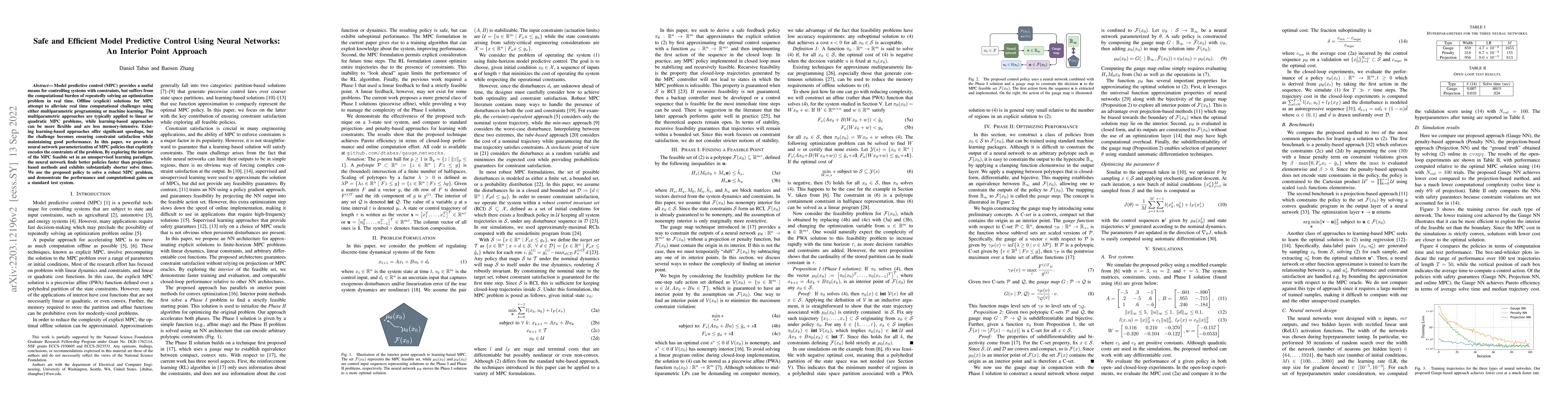 Thumbnail for Safe and Efficient Model Predictive Control Using Neural Networks: An
  Interior Point Approach