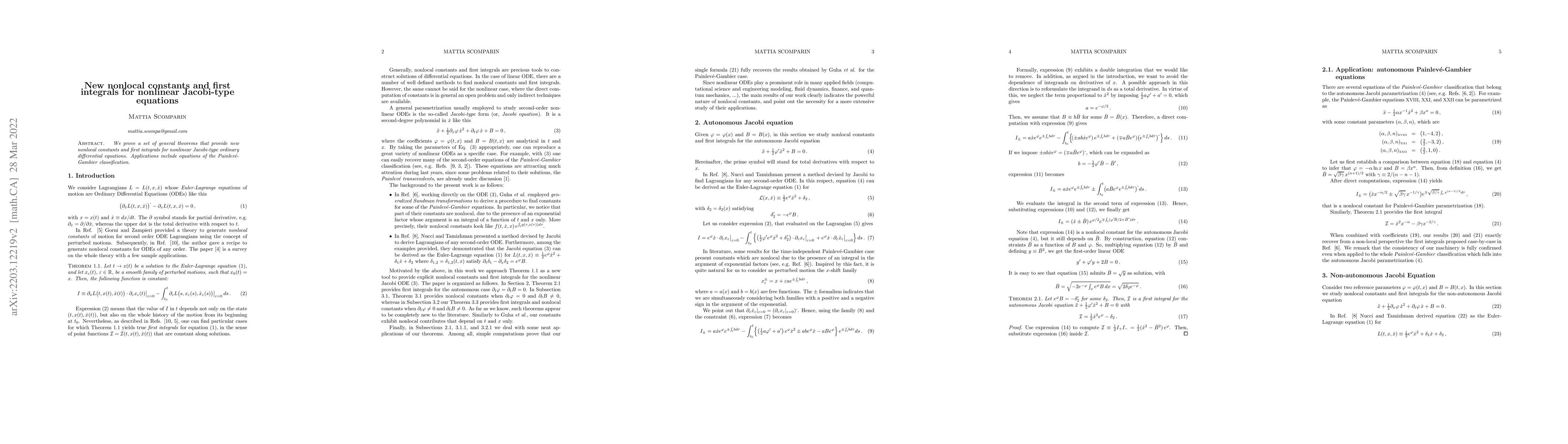 Thumbnail for New nonlocal constants and first integrals for nonlinear Jacobi-type
  equations
