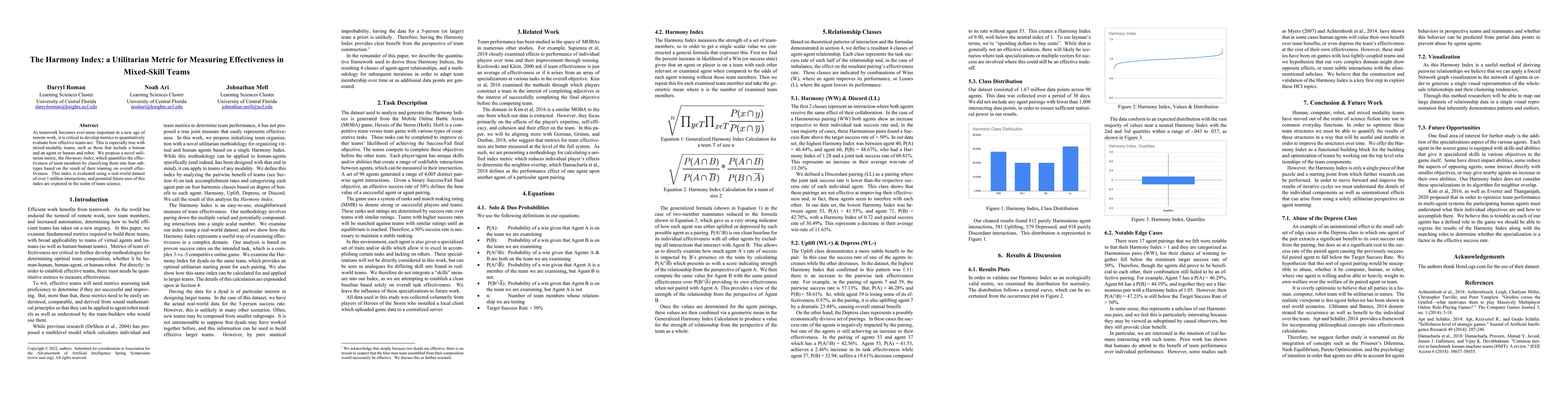 Thumbnail for The Harmony Index: a Utilitarian Metric for Measuring Effectiveness in
  Mixed-Skill Teams