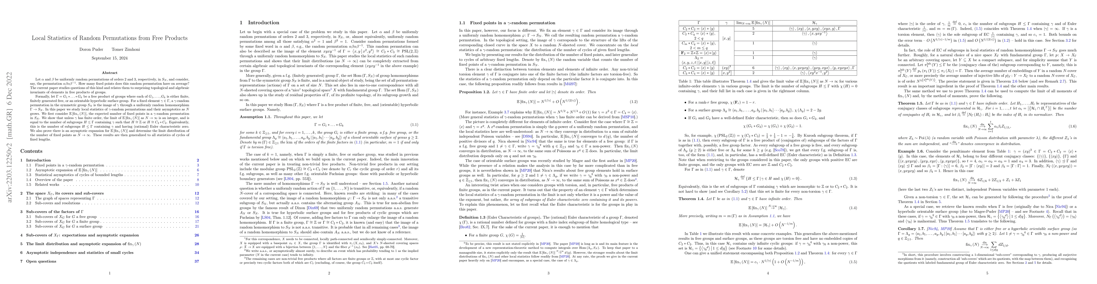 Thumbnail for Local Statistics of Random Permutations from Free Products