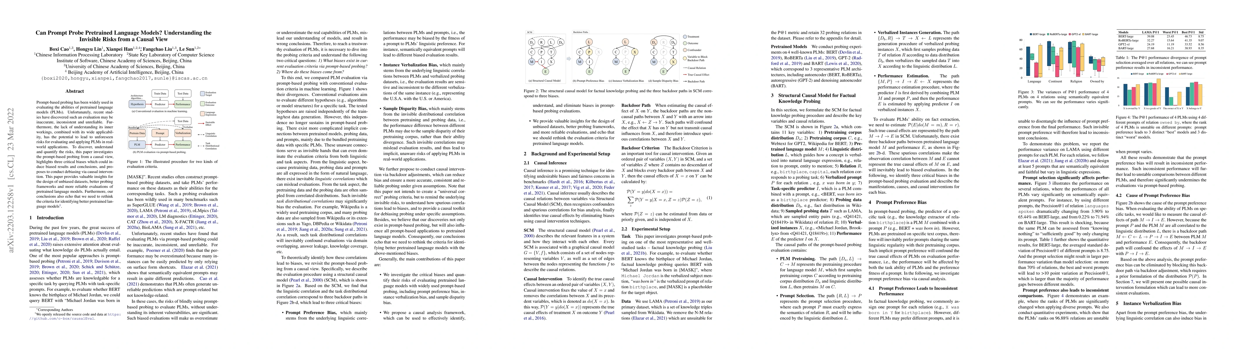 Thumbnail for Can Prompt Probe Pretrained Language Models? Understanding the Invisible
  Risks from a Causal View