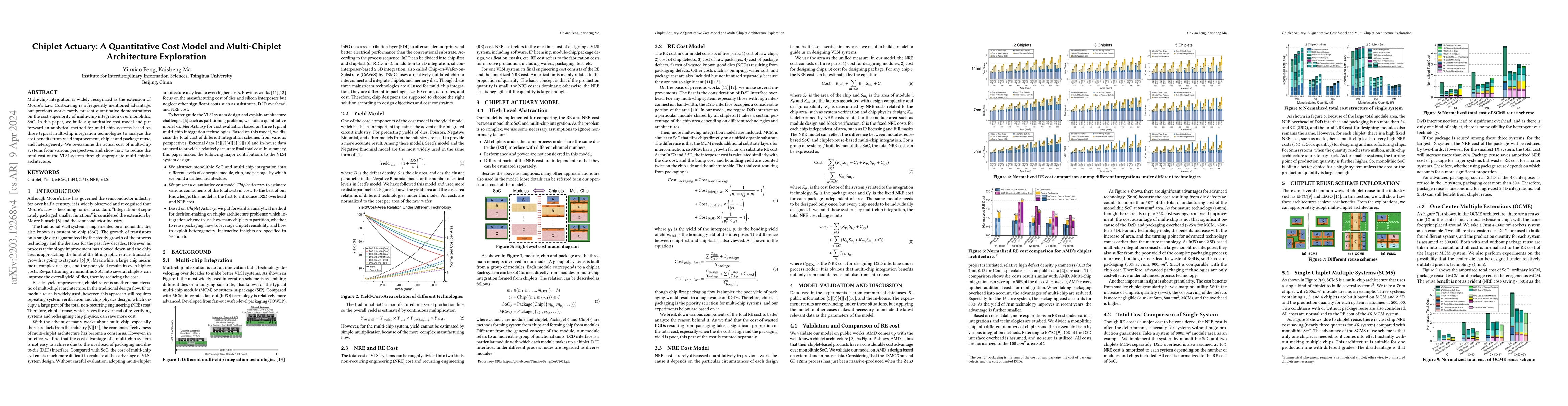 Thumbnail for Chiplet Actuary: A Quantitative Cost Model and Multi-Chiplet
  Architecture Exploration