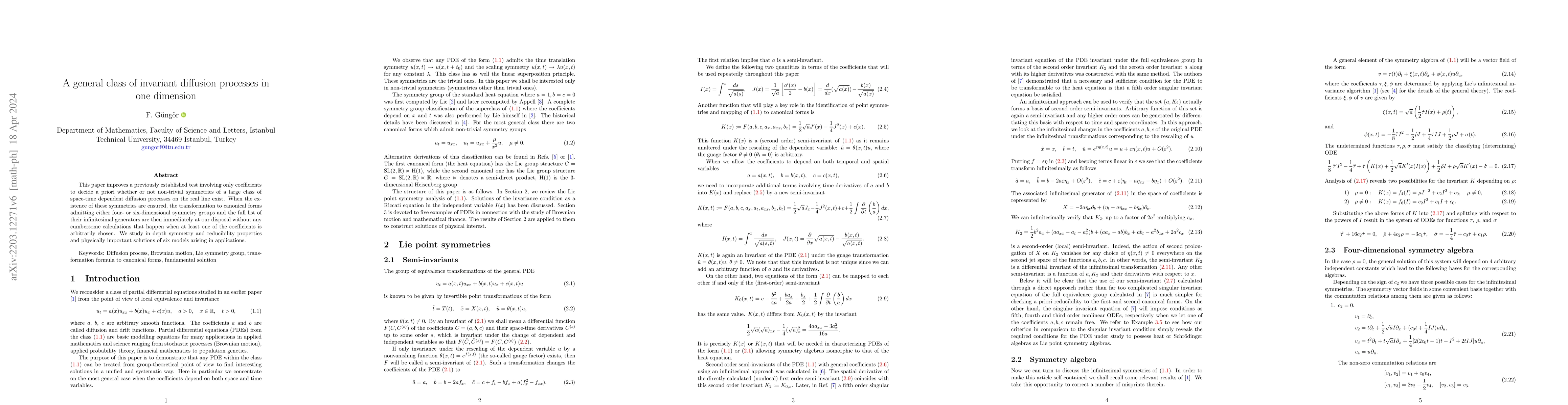 Thumbnail for A general class of invariant diffusion processes in one dimension