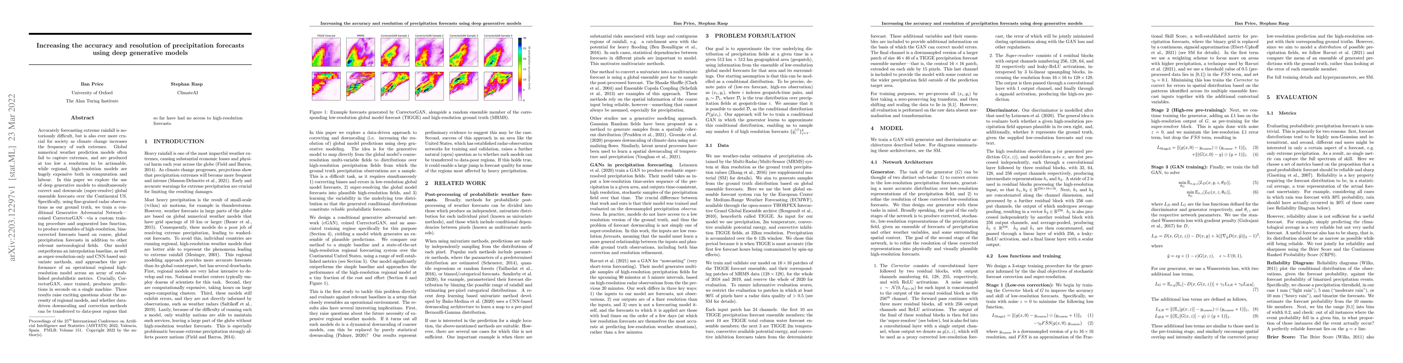 Thumbnail for Increasing the accuracy and resolution of precipitation forecasts using
  deep generative models