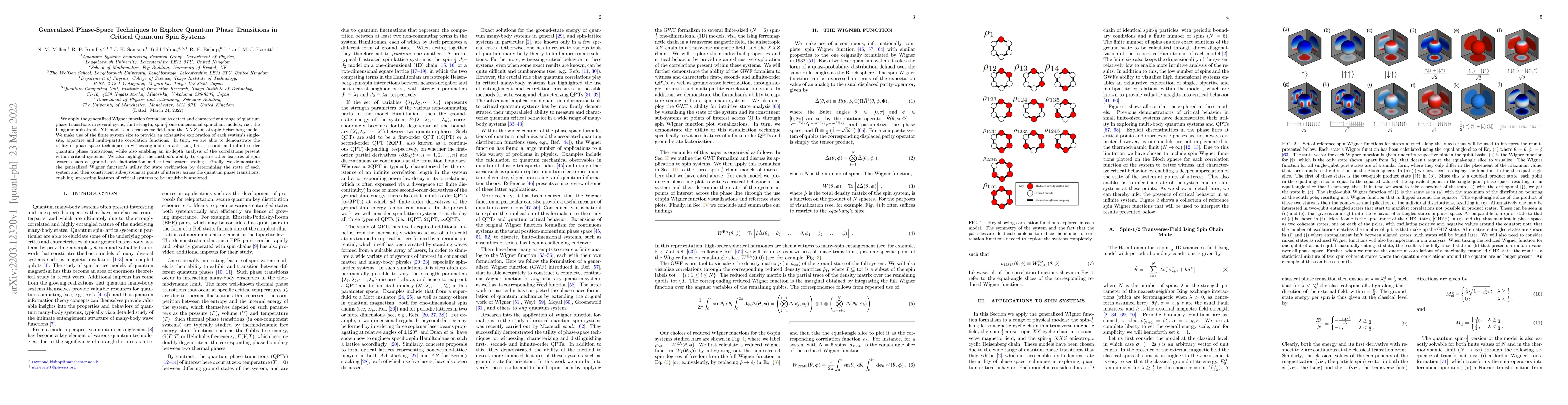 Thumbnail for Generalized Phase-Space Techniques to Explore Quantum Phase Transitions
  in Critical Quantum Spin Systems
