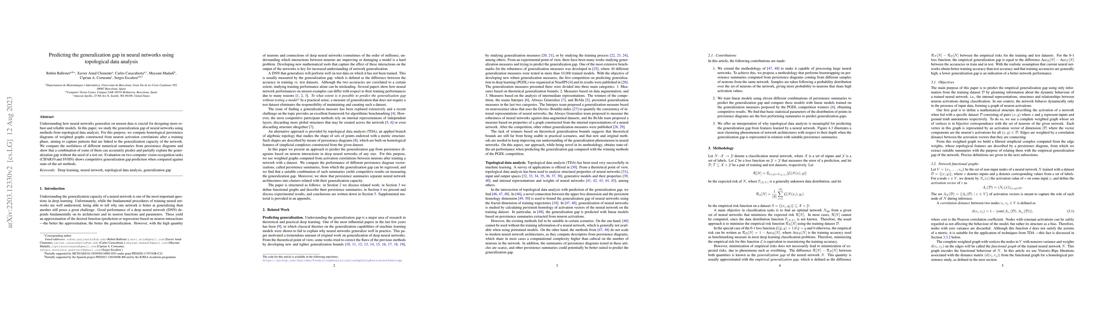 Thumbnail for Predicting the generalization gap in neural networks using topological
  data analysis