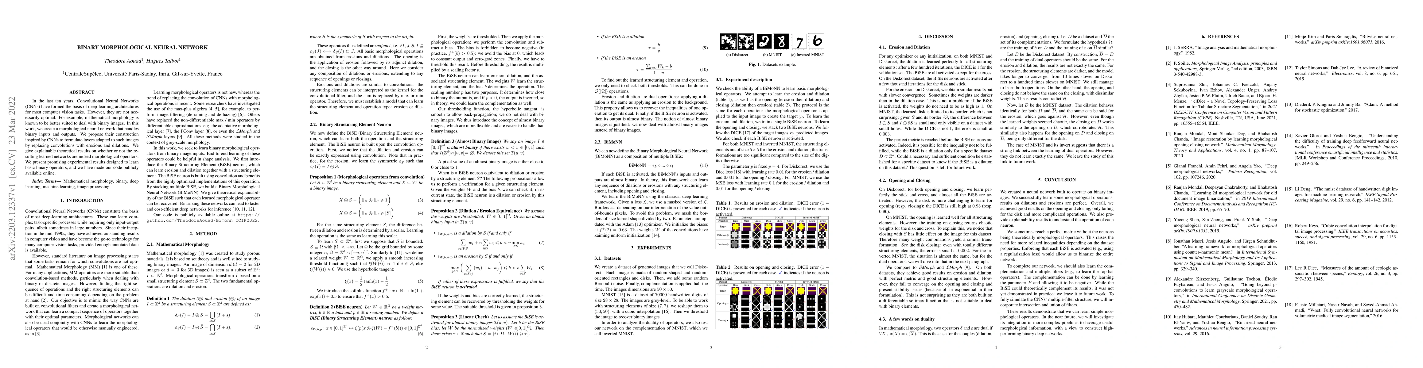 Thumbnail for Binary Morphological Neural Network