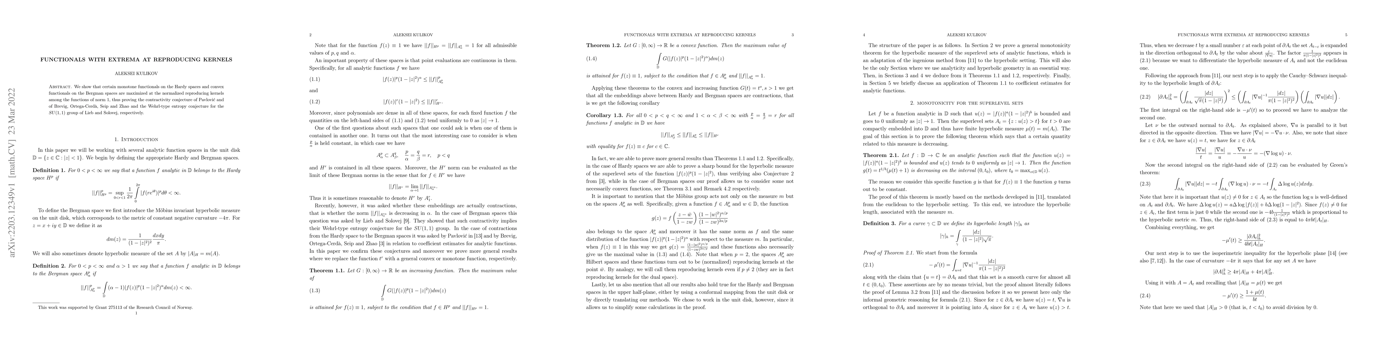 Thumbnail for Functionals with extrema at reproducing kernels