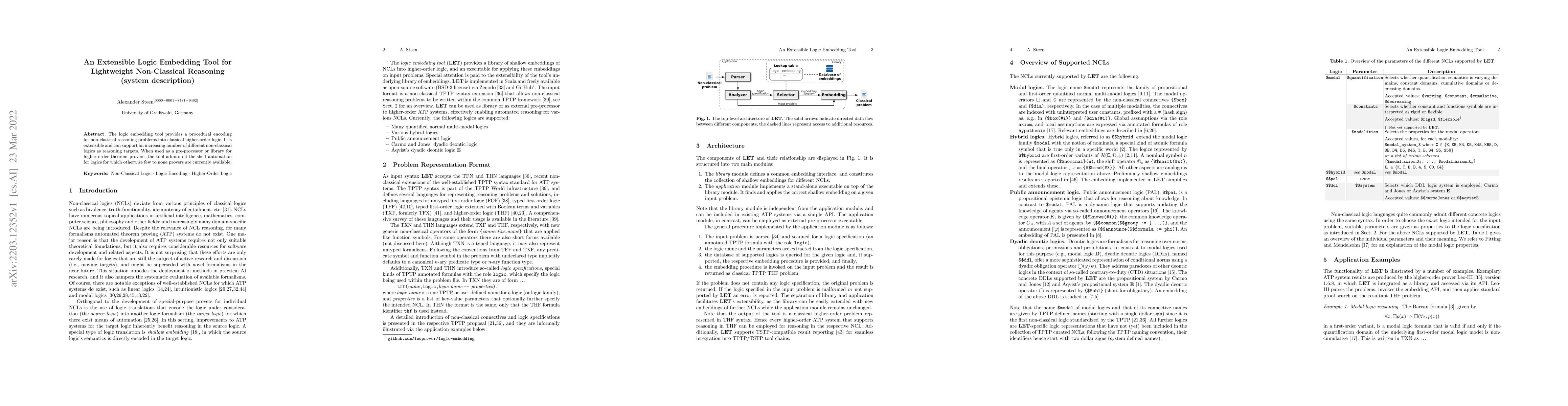 Thumbnail for An Extensible Logic Embedding Tool for Lightweight Non-Classical
  Reasoning