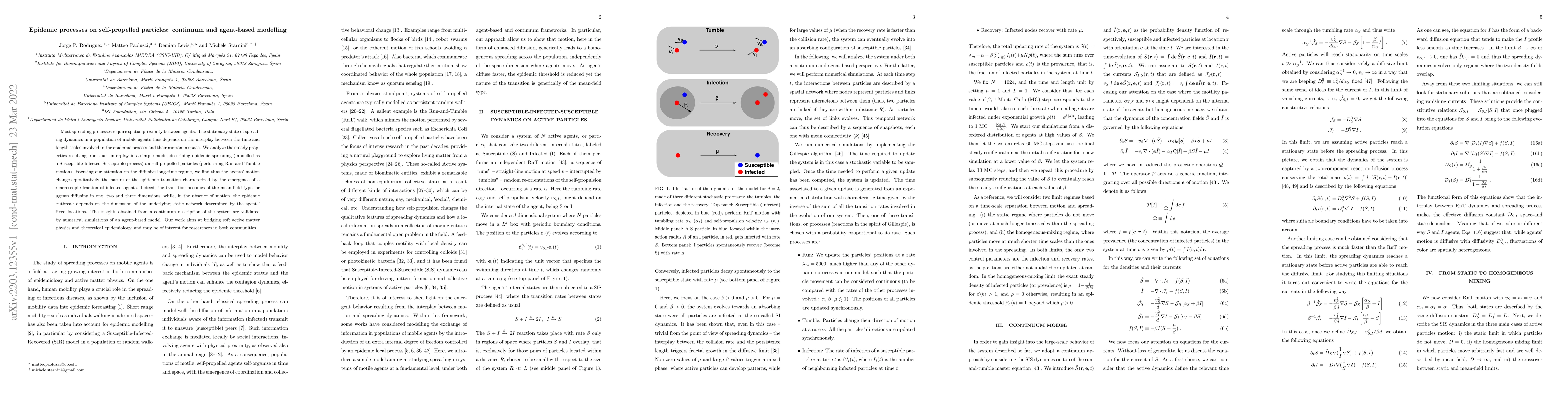 Thumbnail for Epidemic processes on self-propelled particles: continuum and
  agent-based modelling