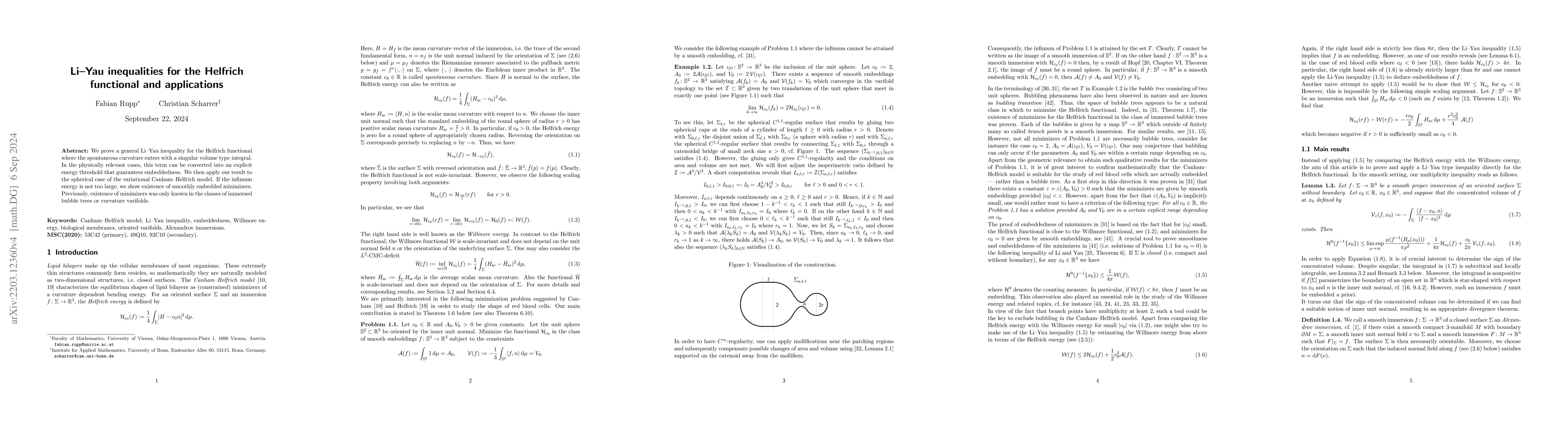 Thumbnail for Li-Yau inequalities for the Helfrich functional and applications