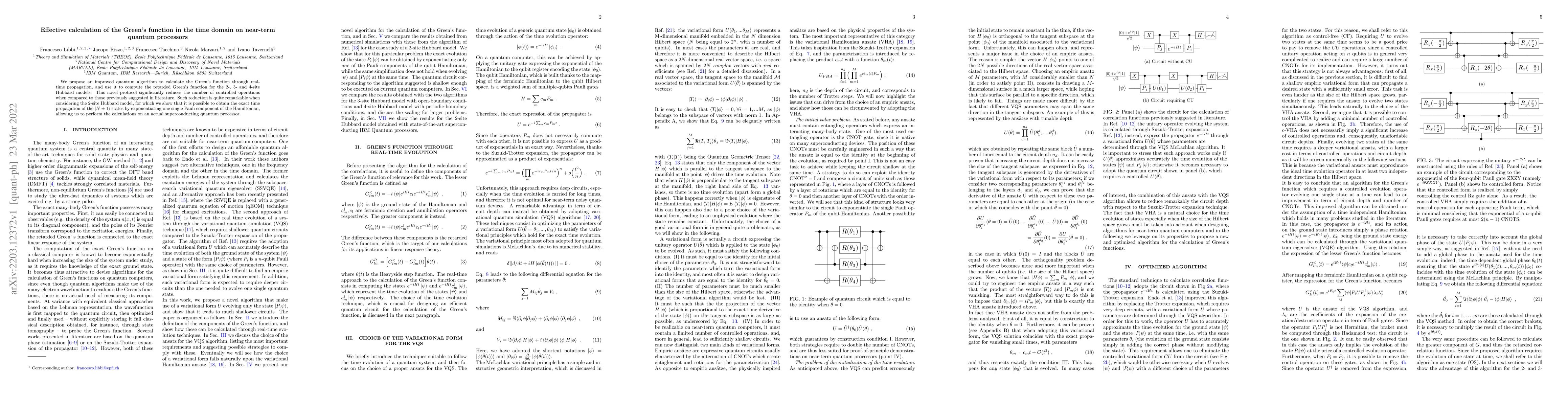 Thumbnail for Effective calculation of the Green's function in the time domain on
  near-term quantum processors