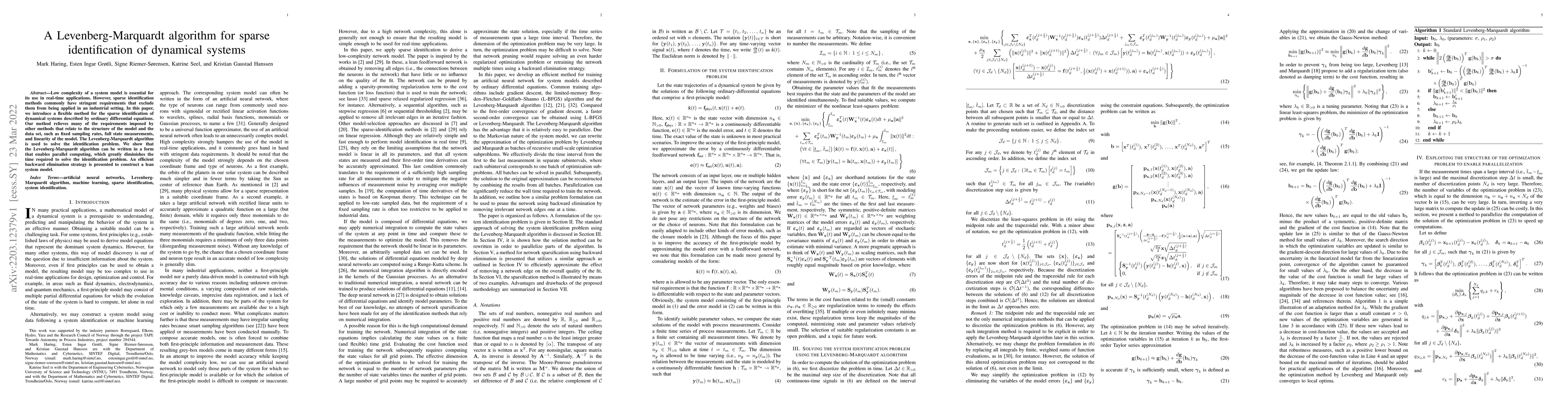 Thumbnail for A Levenberg-Marquardt algorithm for sparse identification of dynamical
  systems