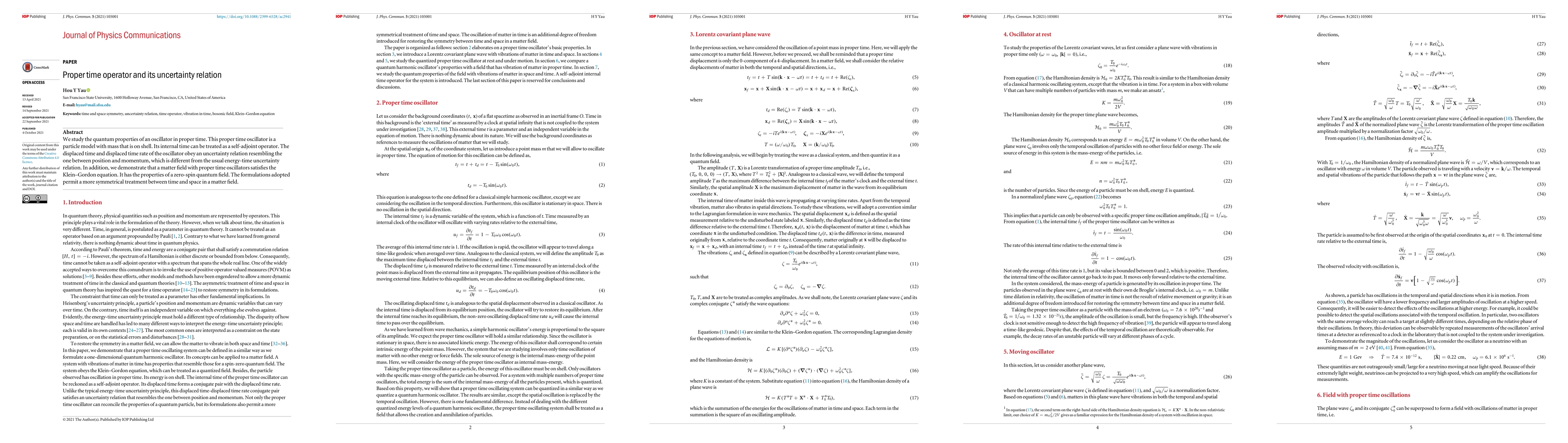 Thumbnail for Proper time operator and its uncertainty relation