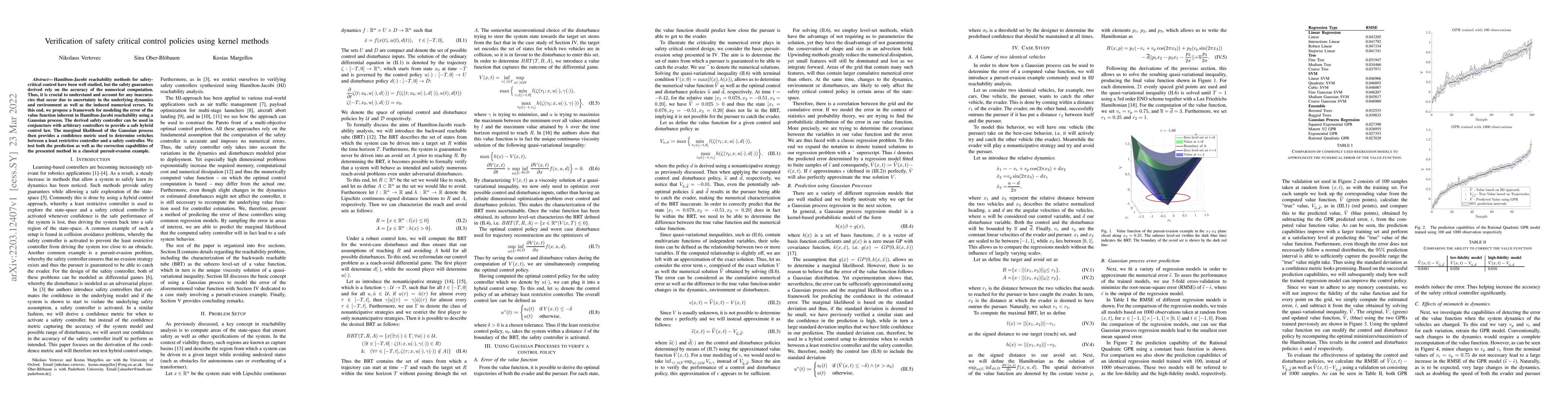 Thumbnail for Verification of safety critical control policies using kernel methods