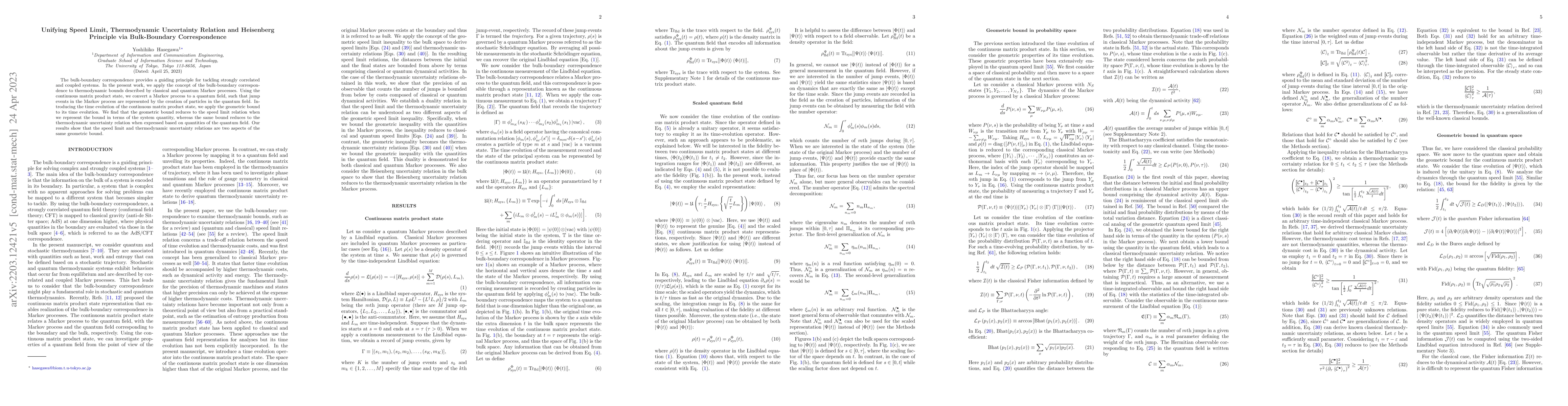 Thumbnail for Unifying speed limit, thermodynamic uncertainty relation and Heisenberg
  principle via bulk-boundary correspondence