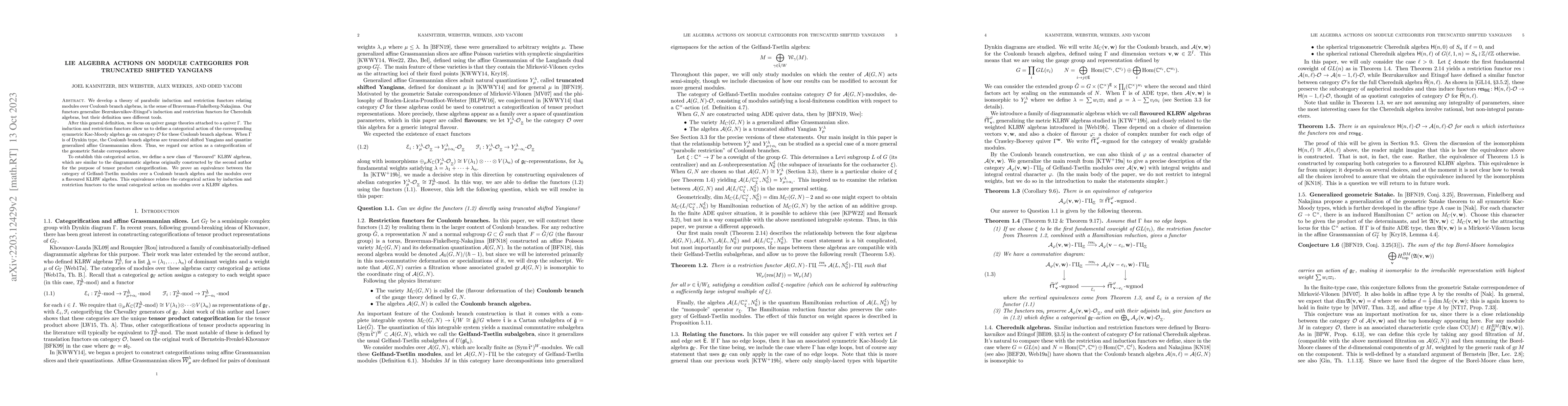 Thumbnail for Lie algebra actions on module categories for truncated shifted Yangians