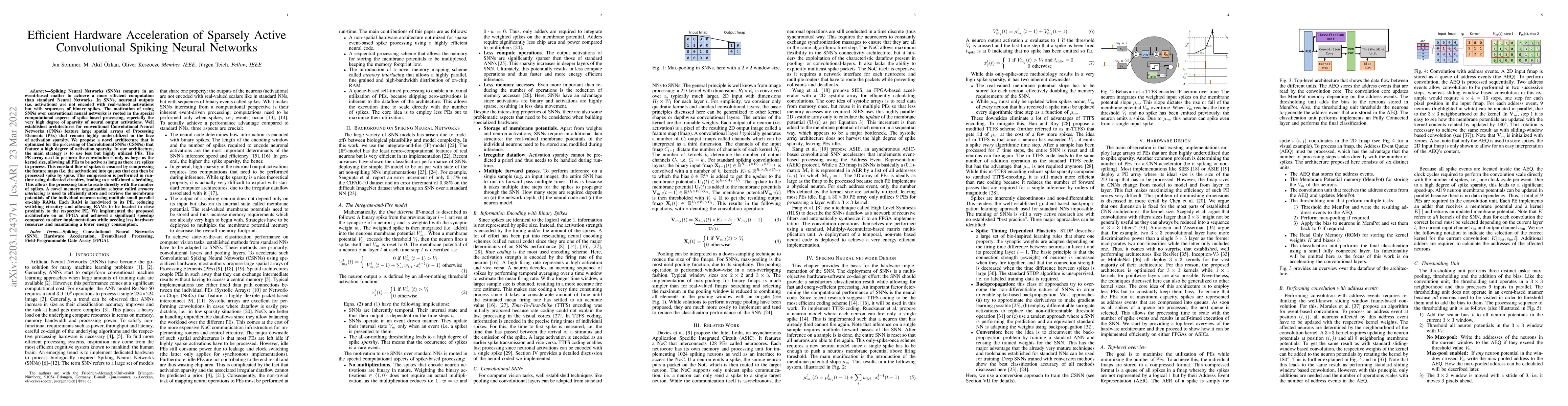 Thumbnail for Efficient Hardware Acceleration of Sparsely Active Convolutional Spiking
  Neural Networks
