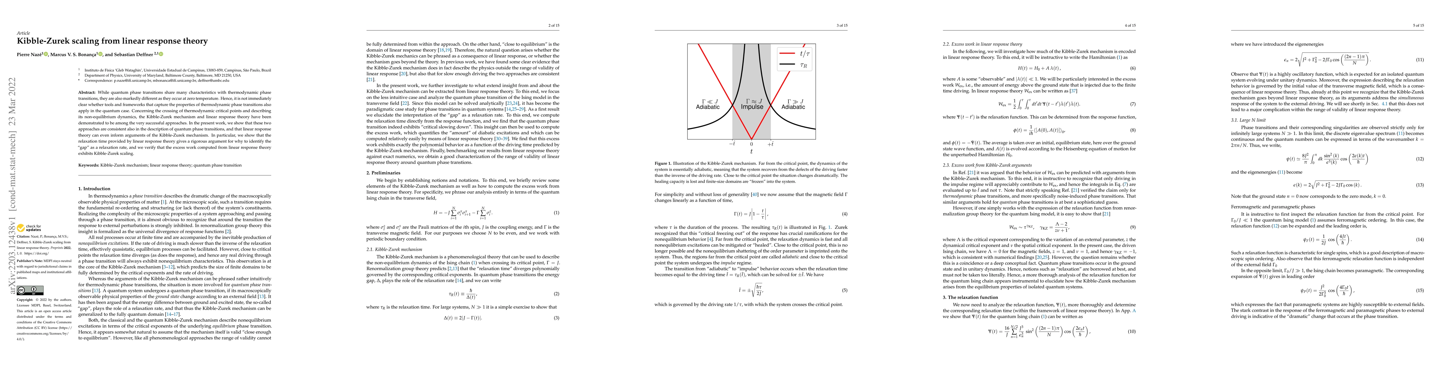 Thumbnail for Kibble-Zurek scaling from linear response theory