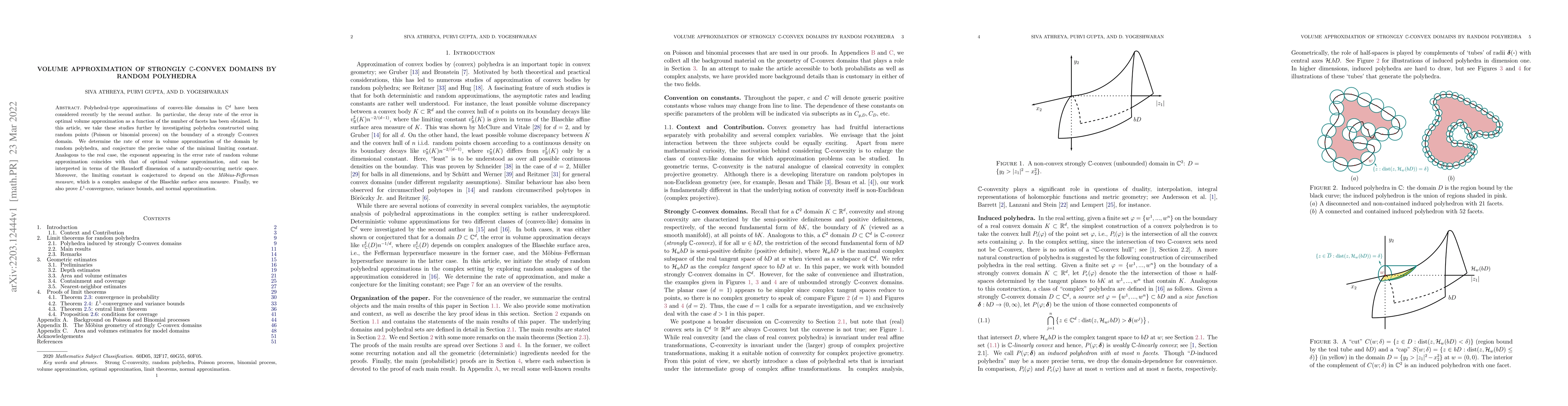 Thumbnail for Volume Approximation of Strongly ${\mathbb C}$-Convex Domains by Random
  Polyhedra
