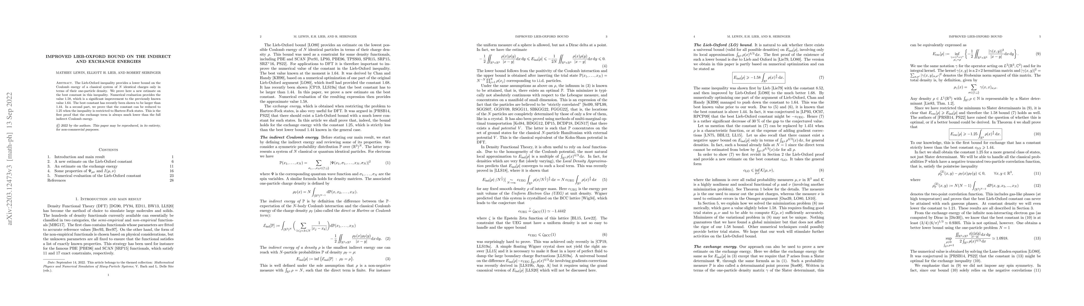 Thumbnail for Improved Lieb-Oxford bound on the indirect and exchange energies