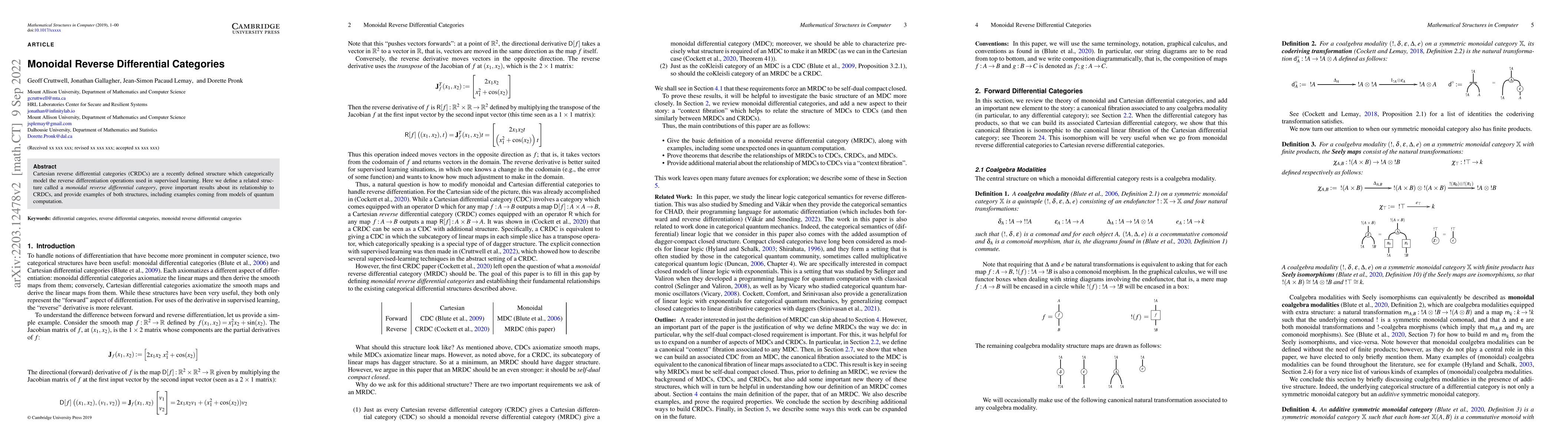 Thumbnail for Monoidal Reverse Differential Categories