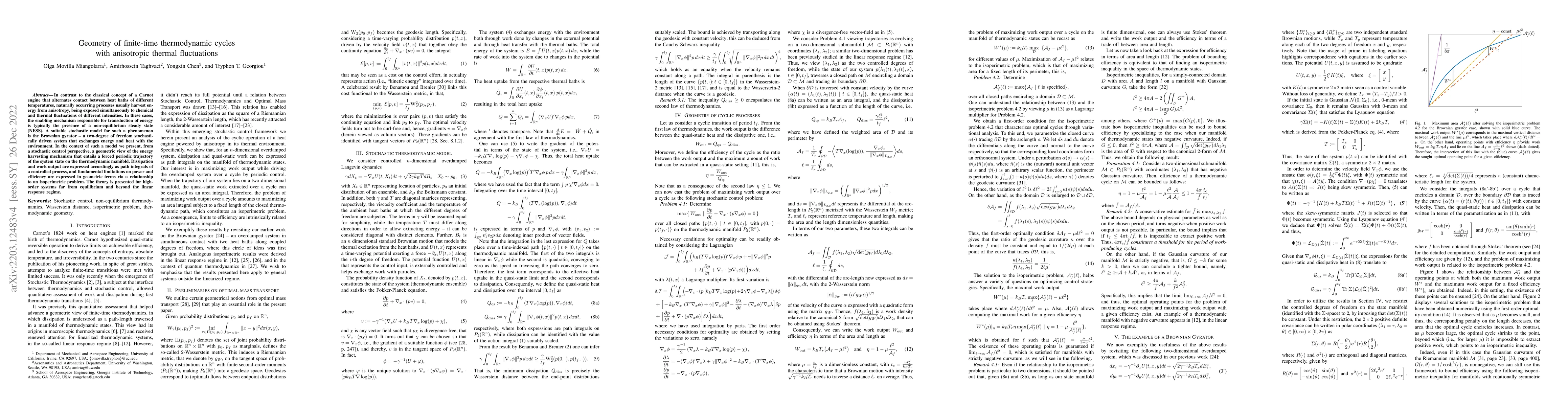 Thumbnail for Geometry of finite-time thermodynamic cycles with anisotropic thermal
  fluctuations