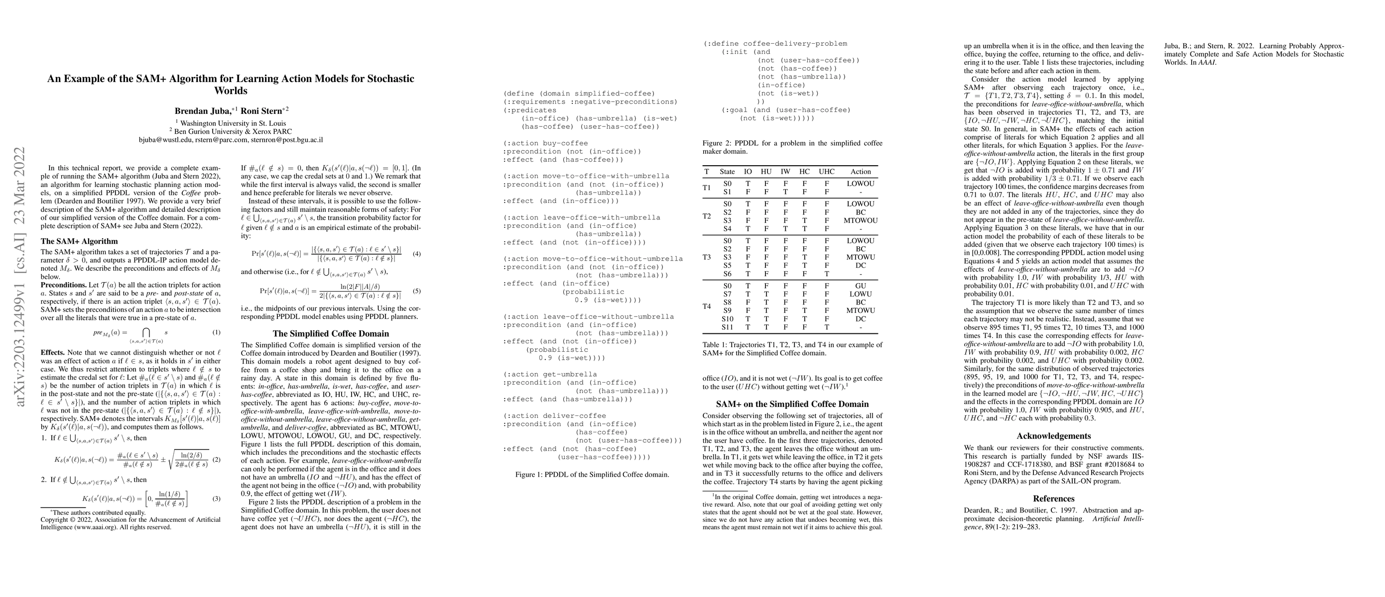 Thumbnail for An Example of the SAM+ Algorithm for Learning Action Models for
  Stochastic Worlds