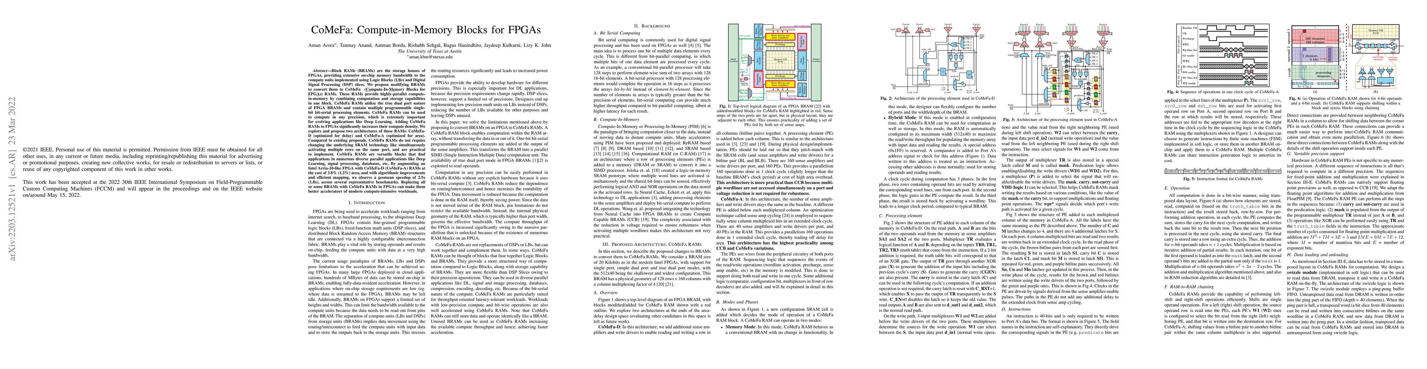 Thumbnail for CoMeFa: Compute-in-Memory Blocks for FPGAs