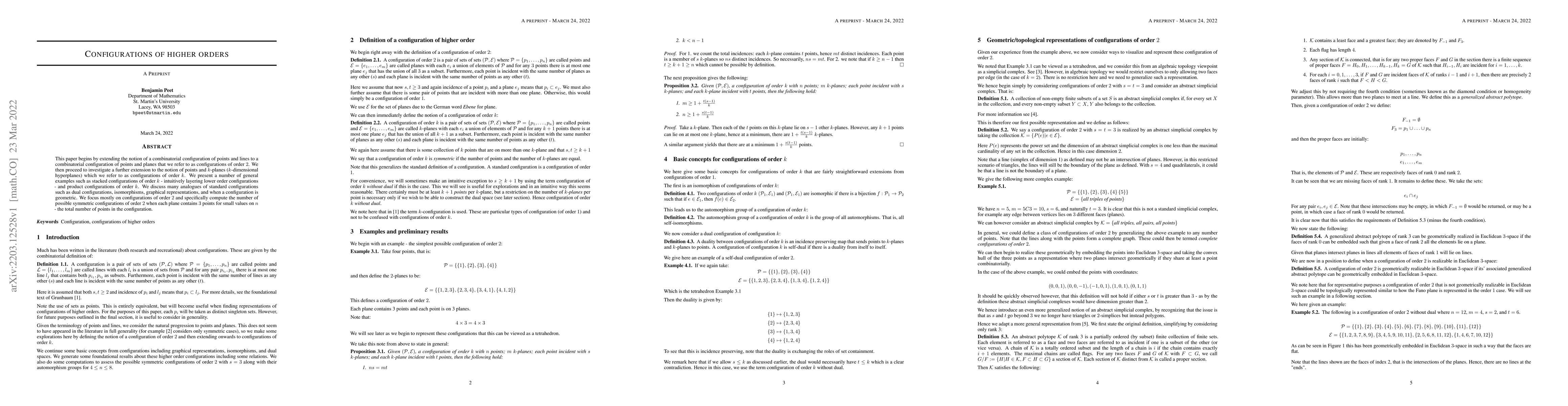 Thumbnail for Configurations of higher orders