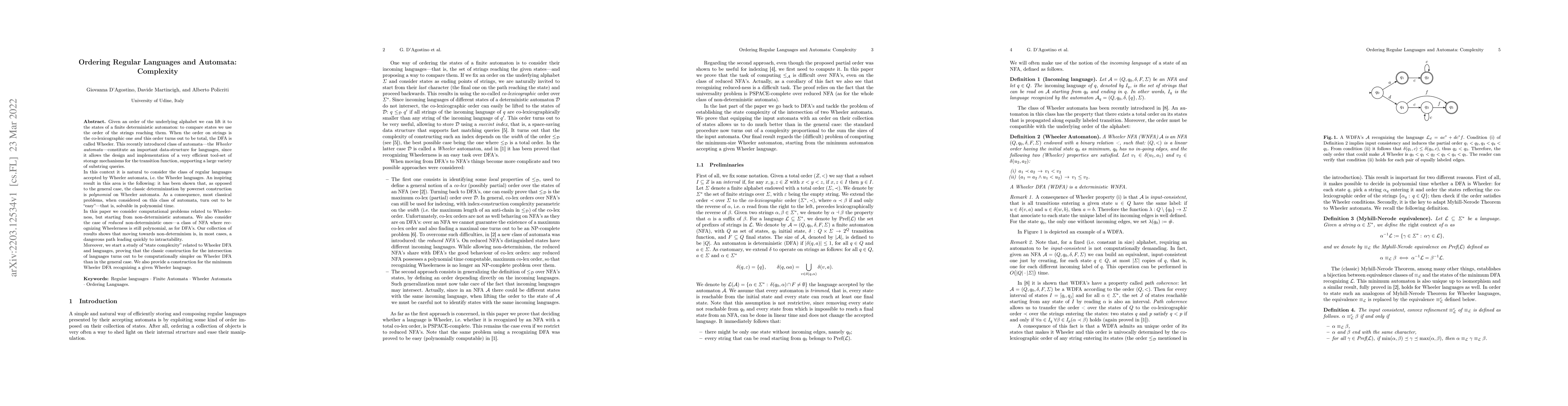 Thumbnail for Ordering Regular Languages and Automata: Complexity
