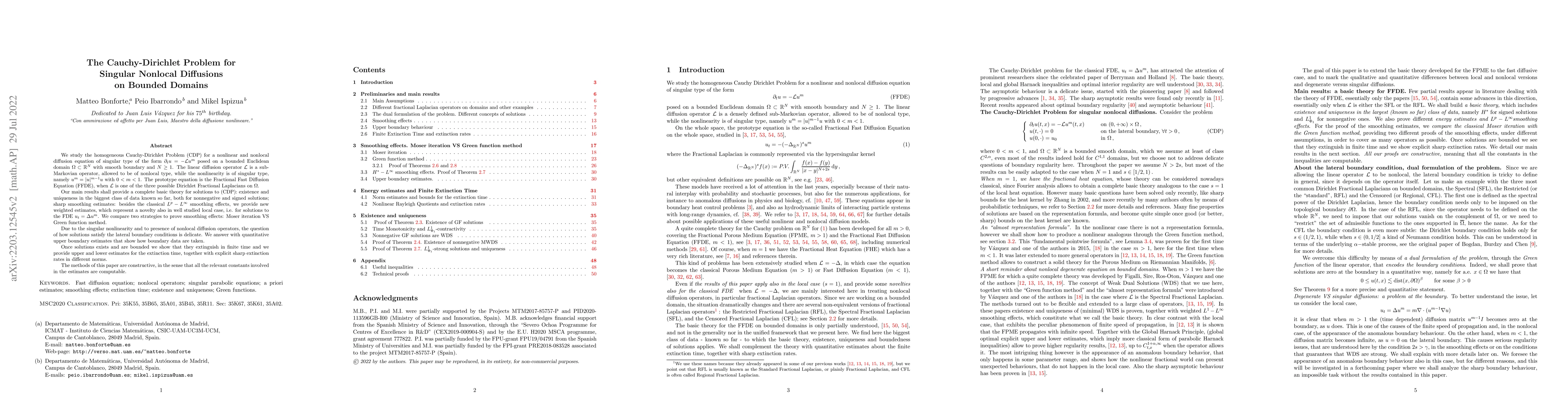 Thumbnail for The Cauchy-Dirichlet Problem for Singular Nonlocal Diffusions on Bounded
  Domains