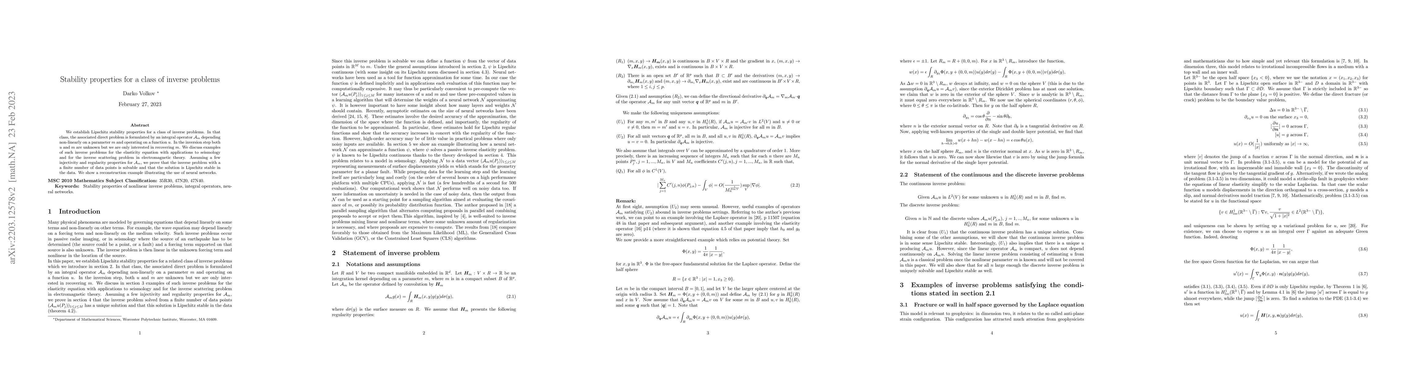 Thumbnail for Stability properties for a class of inverse problems
